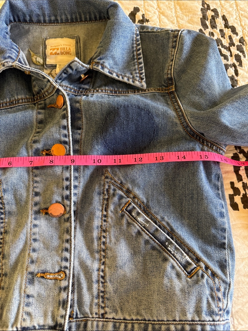 Billabong Light Blue Denim embroidered jacket size small - Picture 7 of 9